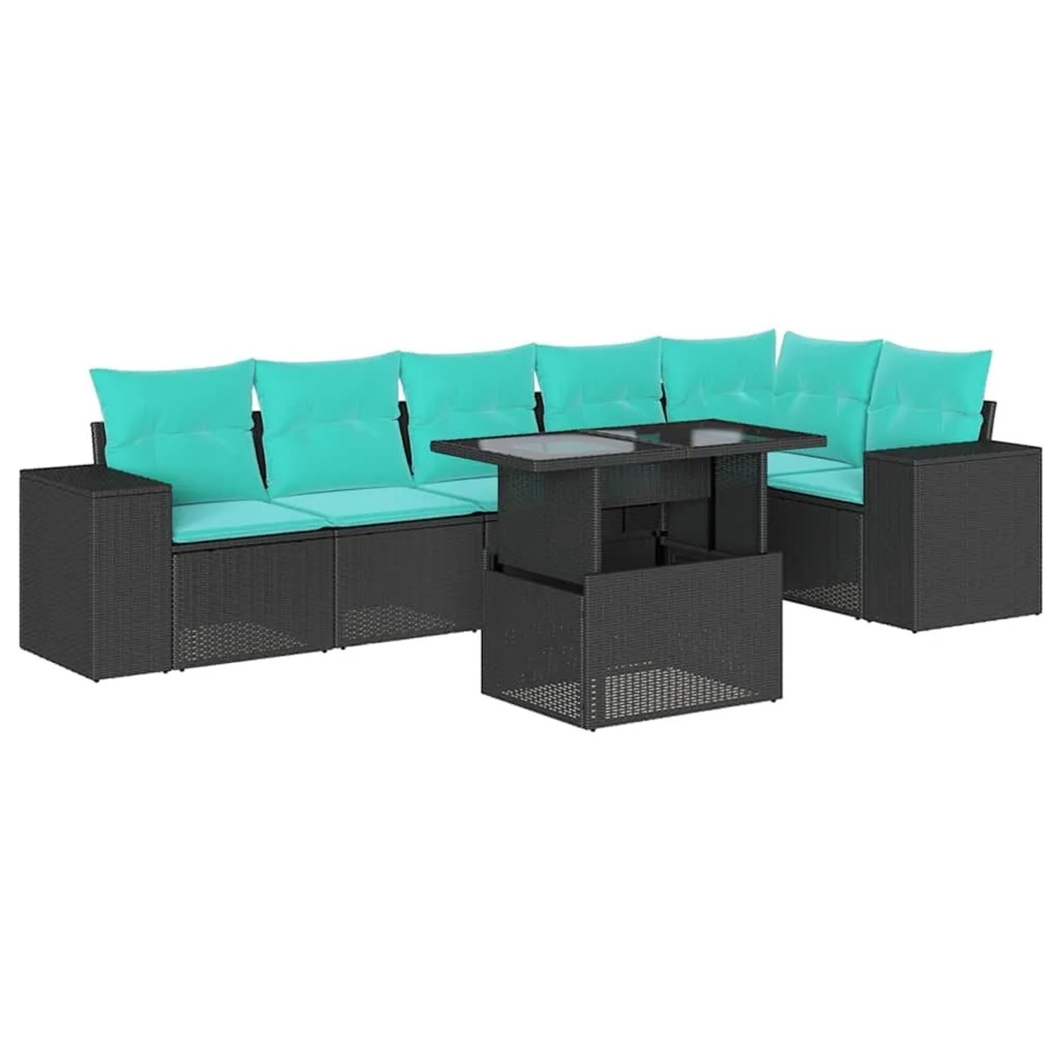 vidaXL 7-Tlg Gartensofa-Set mit Kissen Schwarz Polyrattan 3269177 günstig online kaufen