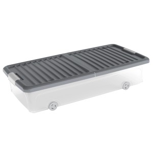 KIS W-Box Unterbettbox, dunkelgrauer Deckel, 35L, mit Rollen. Ideal zur Aufbewahrung unter dem Bett.