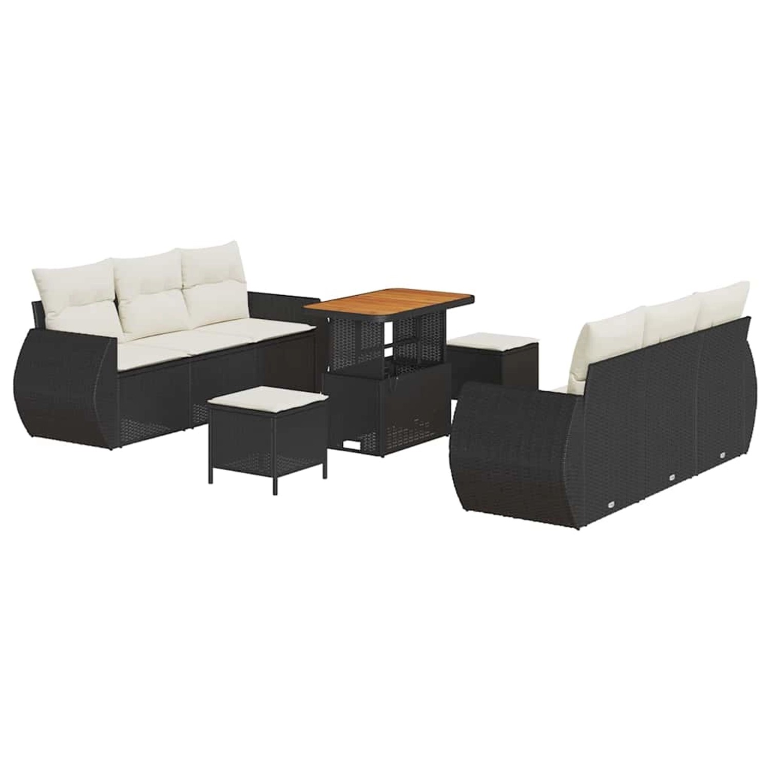 vidaXL Garten-Sofa-Set 9-Tlg Schwarz Poly Rattan 3361830 günstig online kaufen
