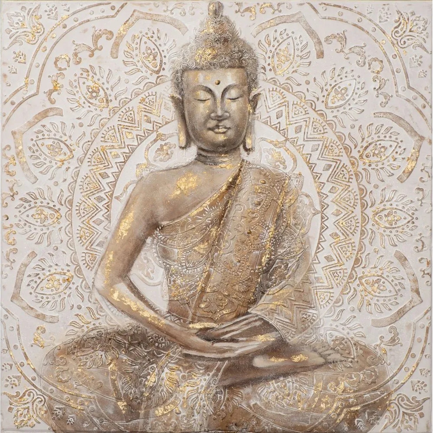 Art Universe Leinwandbild Goldener Buddha 100 x 100 cm