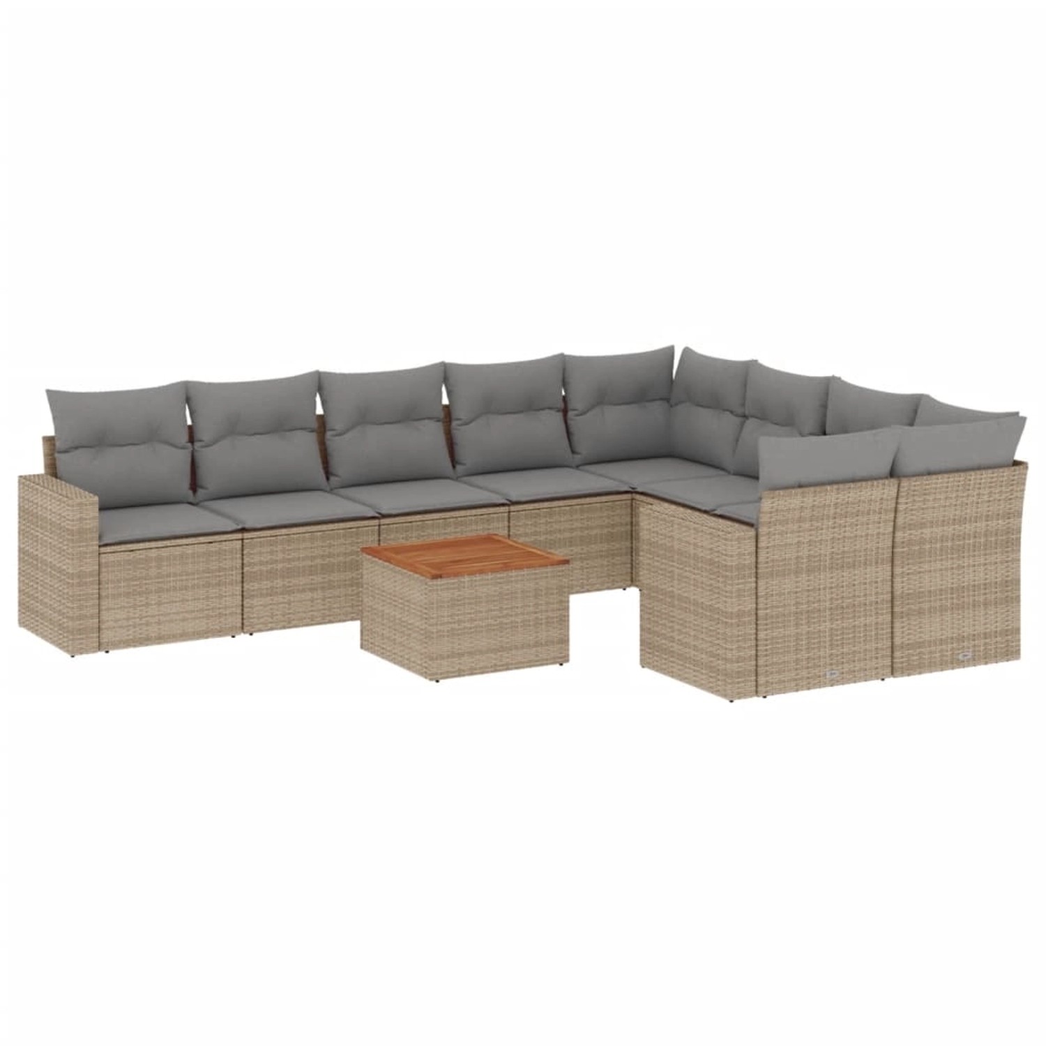 vidaXL 10-Tlg Garten-Sofagarnitur mit Kissen Beige Poly Rattan 3256612