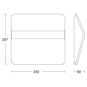 Technische Zeichnung der Steinel LED Hausnummernleuchte XSolar LH-N Edelstahl mit Maßen.