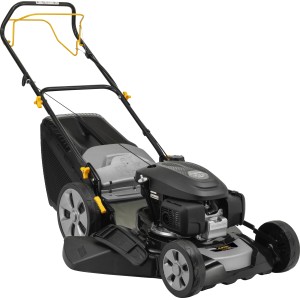 Alpina Benzin-Rasenmäher AL4 51 SHQ mit Honda Motor, Radantrieb und großem Fangkorb.