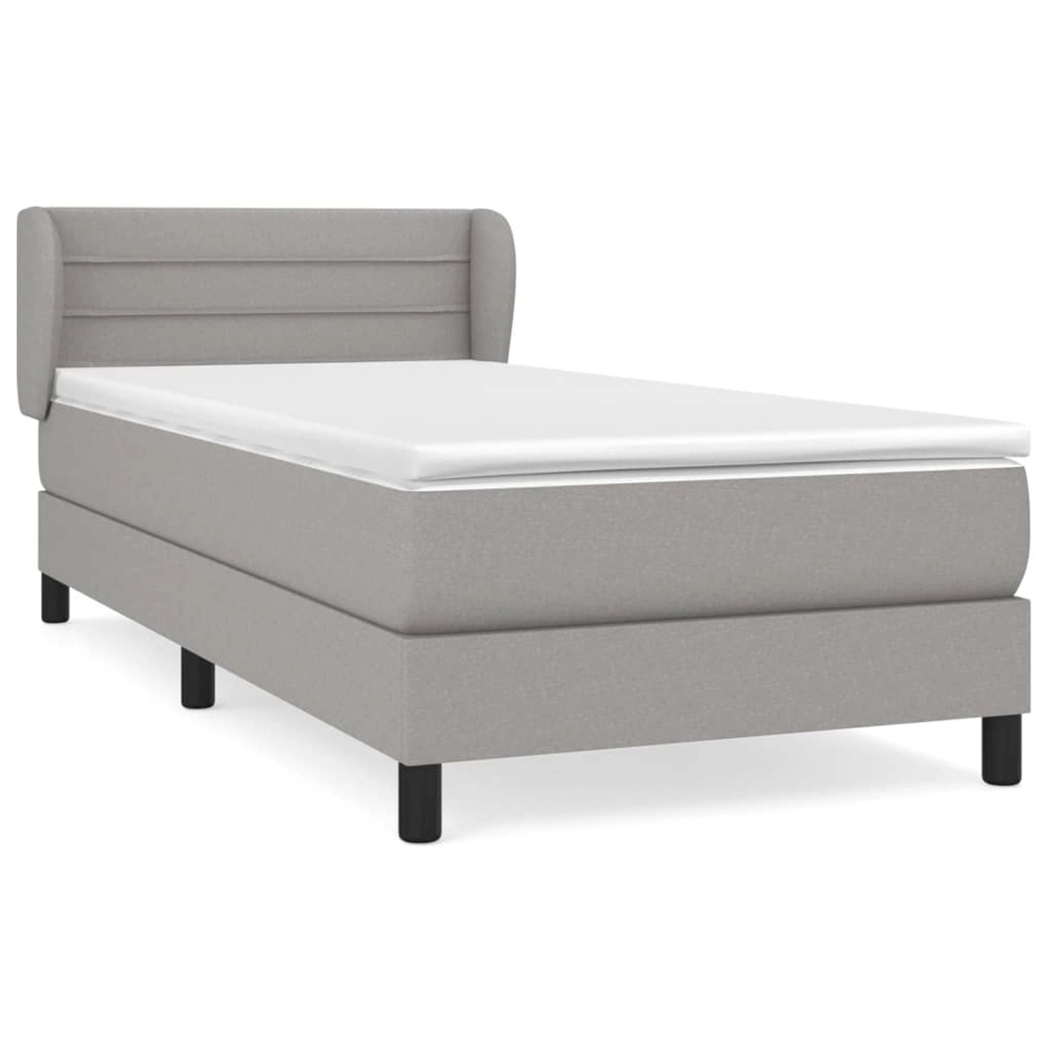 vidaXL Boxspringbett Boxspringbett mit Matratze Hellgrau 80x200 cm Stoff Be günstig online kaufen