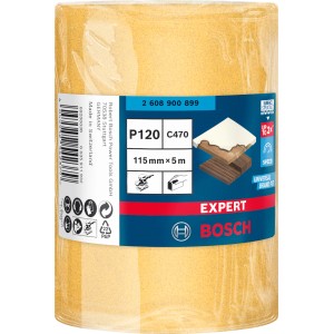 Bosch Expert Schleifband C470, K120, 115mm x 5m, gelbes Schleifmittel für effektives Schleifen.