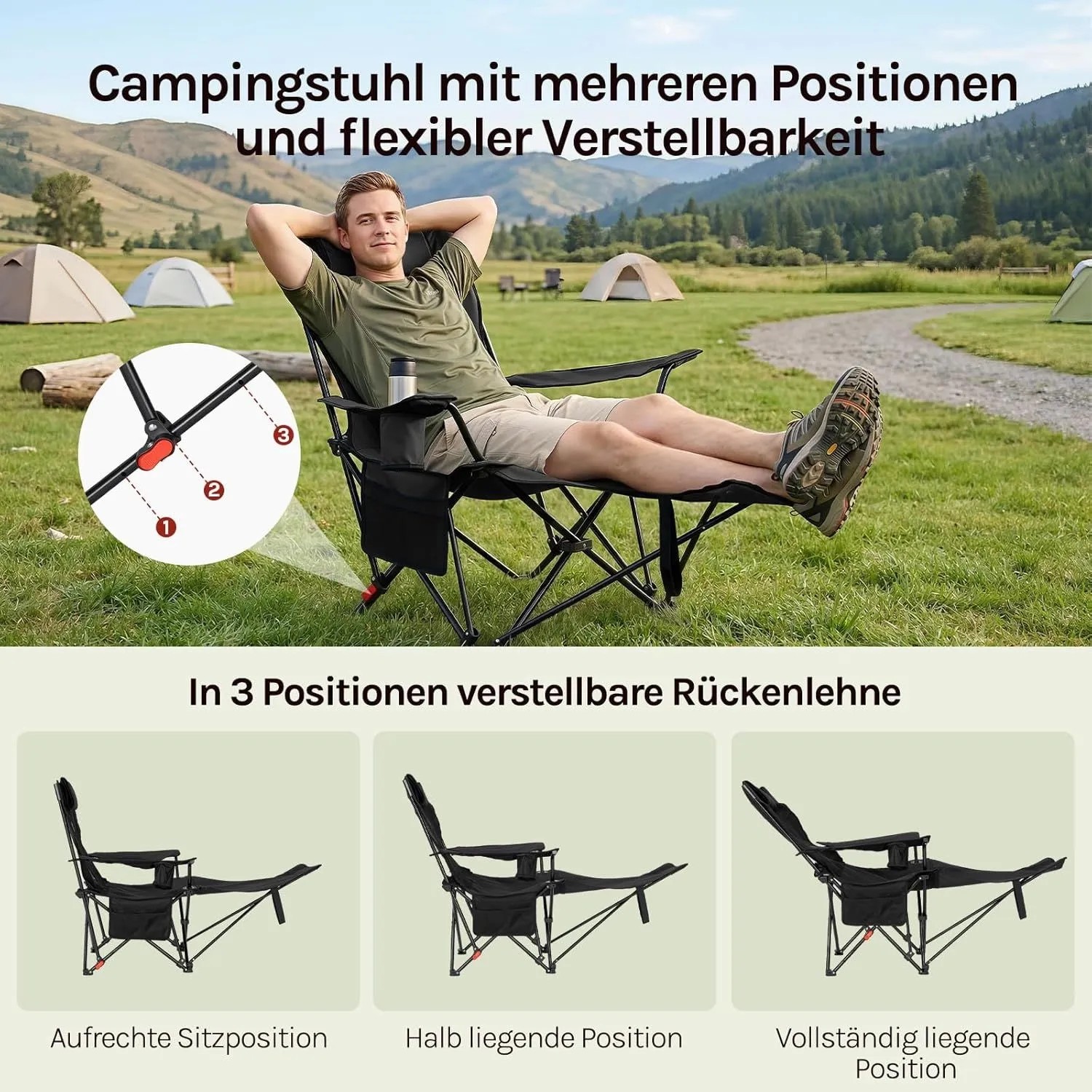 WOLTU Campingstuhl mit Fußablage 3 Positionen Verstellbar kaufen bei OBI