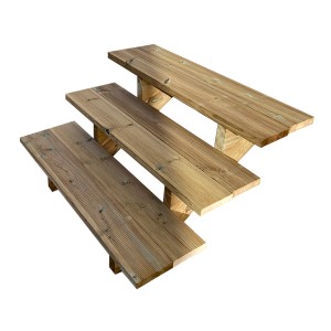 Vinuovo Gartentreppe aus Holz, 3 Stufen, 100cm breit, ohne Setzstufen.