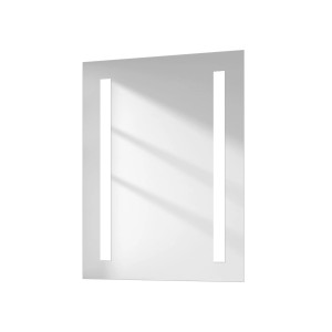 Rechteckiger Emke LED Badspiegel, 45x60 cm, mit seitlicher Beleuchtung und Kippschalter.