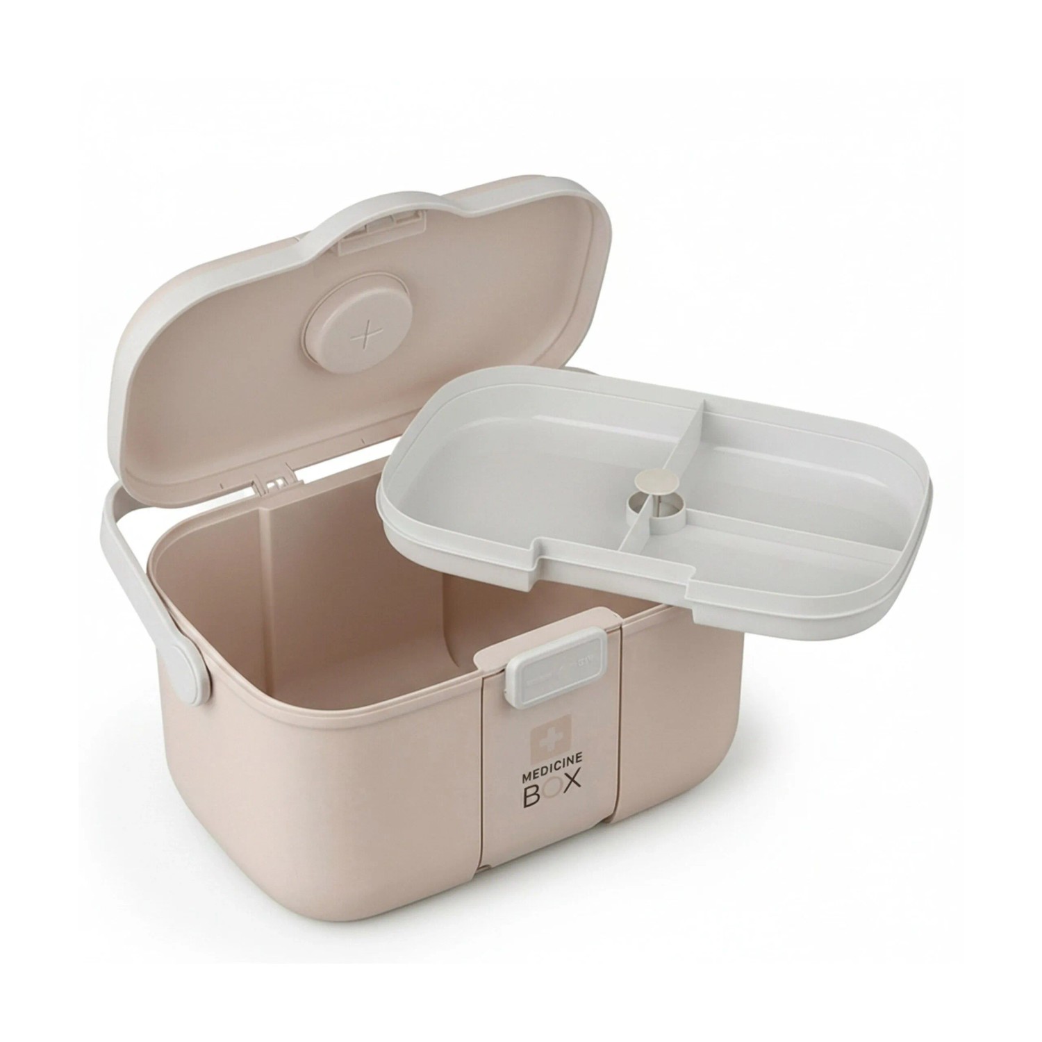 Relaxdays Medizinbox Kunststoff Beige mit Einsatz 17 cm x 28 cm x 18 cm