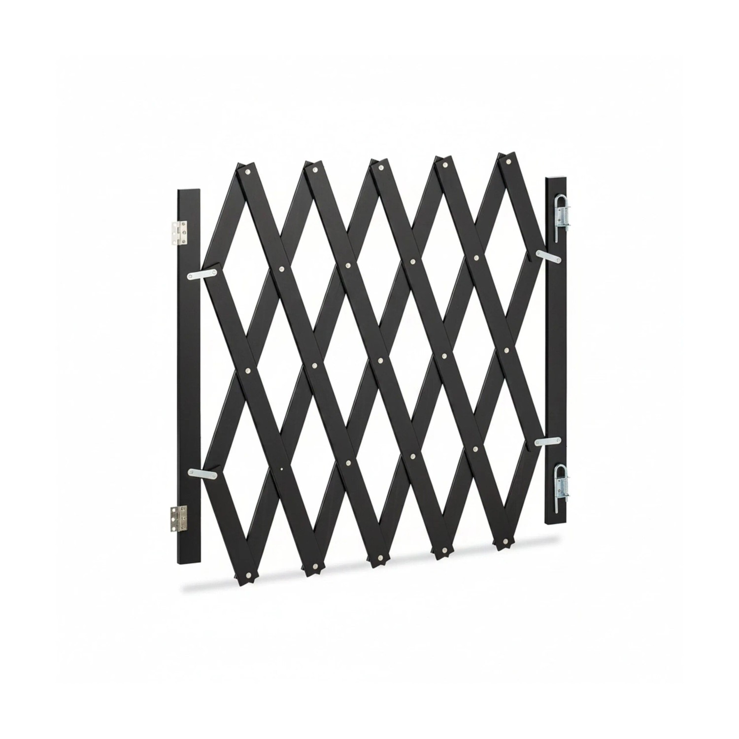 Relaxdays Hundegitter Bambus Eisen Schwarz Ausziehbar 70-82 cm x 35-126 cm 2.2 kg