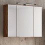 Held Möbel 3D-Spiegelschrank Rom, 70 cm, Wotaneiche mit LED-Leuchte. Badezimmerspiegelschrank mit drei Spiegeltüren.