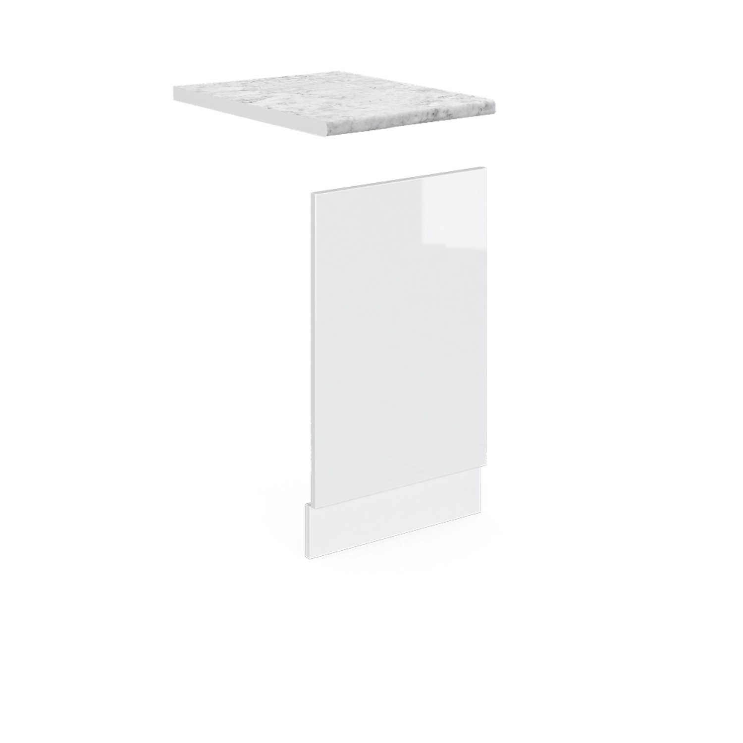 Thumbnail - Vicco Frontblende R-Line Geschirrspüler Fronttür Weiß Hochglanz/Weiß 45 cm AP Marmor