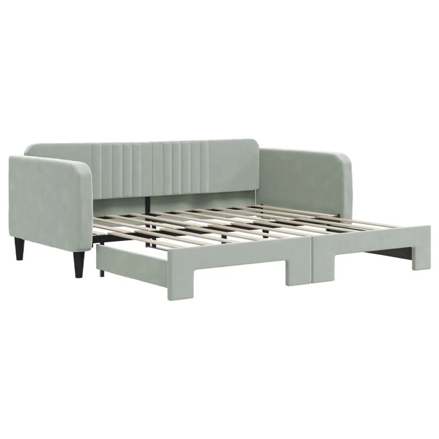 vidaXL Tagesbett Ausziehbar Hellgrau 90x190 cm Samt 3197076