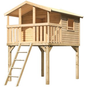 Naturbelassenes Karibu Stelzenhaus Benjamin mit Holzleiter, Teil der Kategorie Spieltürme & Spielanlagen.