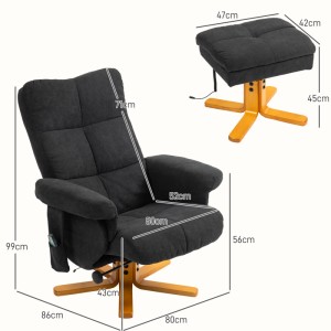 Schwarzer HOMCOM Massagestuhl mit Hocker, Relaxsessel aus Polyester und Schaumstoff, Maße 80x86x99cm.