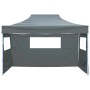 Faltbares Partyzelt, 3x4 m, anthrazit, mit 3 Seitenwänden und Stahlrahmen. Ideal für Outdoor-Events.