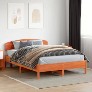 vidaXL Massivholzbett ohne Matratze Wachsbraun 120x200 cm Kiefernholz 3207216