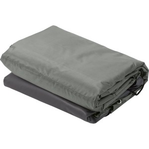 Graue Schutzhülle für Loungemöbel, 265x250x90 cm, mit Reißverschlüssen, zum Schutz vor Wettereinflüssen.