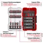 Einhell Impact Bit Set, 35-teilig, mit Bits, Stecknüssen und Adapter im roten Koffer.