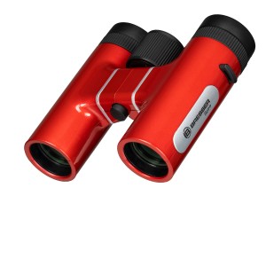 Rotes Bresser Spirit Kompakt Fernglas 6x24, ideal für unterwegs. Kompaktes Design für einfaches Verstauen.