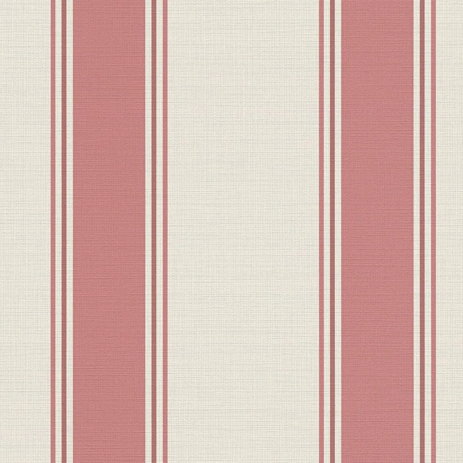 PROFHOME 399831-GU Streifen Tapete Traditionell Matt Creme Rot Rot-Braun 0,53 m x 10,05 m 5,33 m2