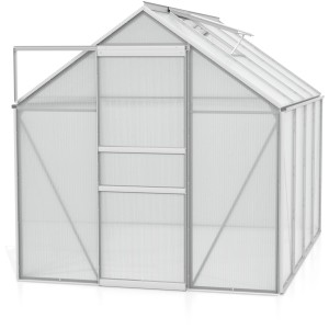 Gewächshaus Venus 5000 Alu-Blank mit Schiebetür und Dachfenster.