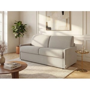 Beiges Vente-unique Schlafsofa Calife 190 cm aus Polyesterstoff in modernem Wohnzimmer. Komfortable Sofas.