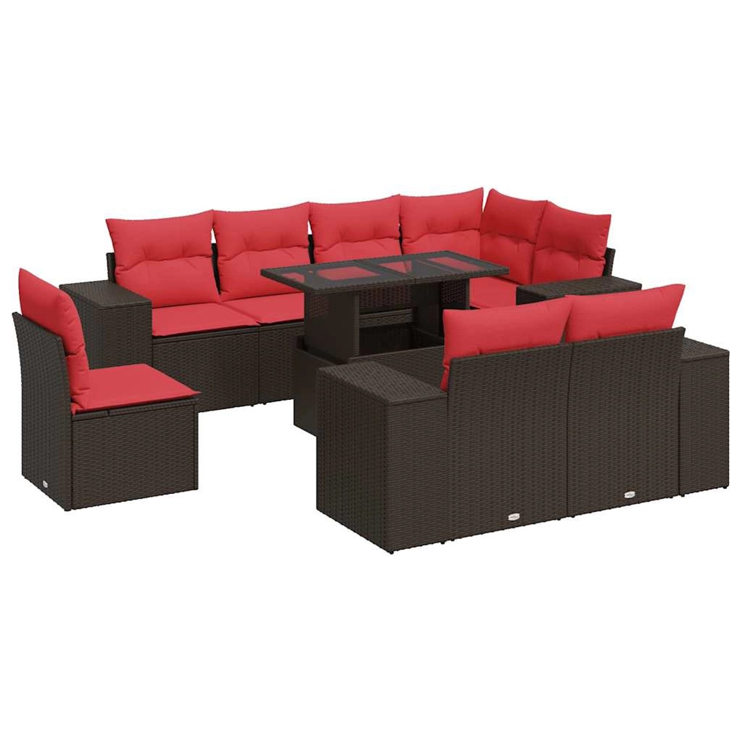 vidaXL 9-Tlg Garten-Sofagarnitur mit Kissen Braun Poly Rattan Akazie 332682 günstig online kaufen