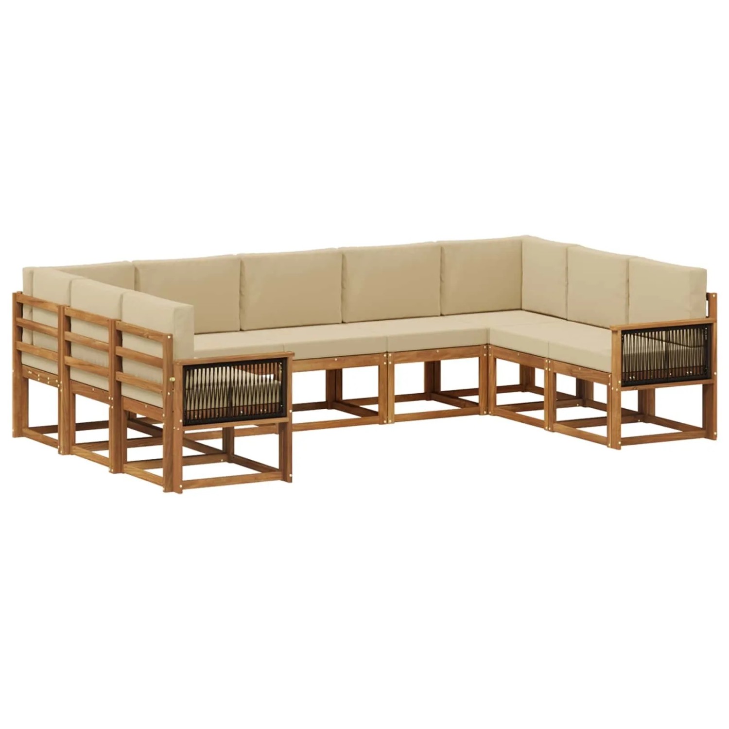vidaXL Outdoor-Sofagarnitur 9 Stk Natur und Beige Massivholz Akazie 3385534