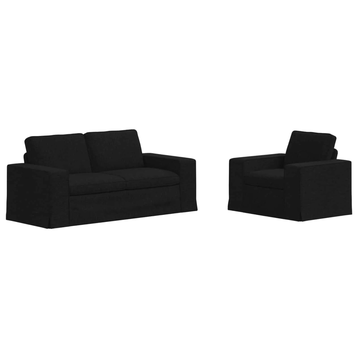 vidaXL Sofa 2-Tlg Schwarz 182 x 80 x 82 cm Stoff 3407546