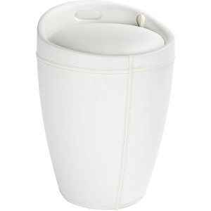 Wenko Badhocker Candy White in Lederoptik, mit gepolsterter Sitzfläche und Wäschesack.