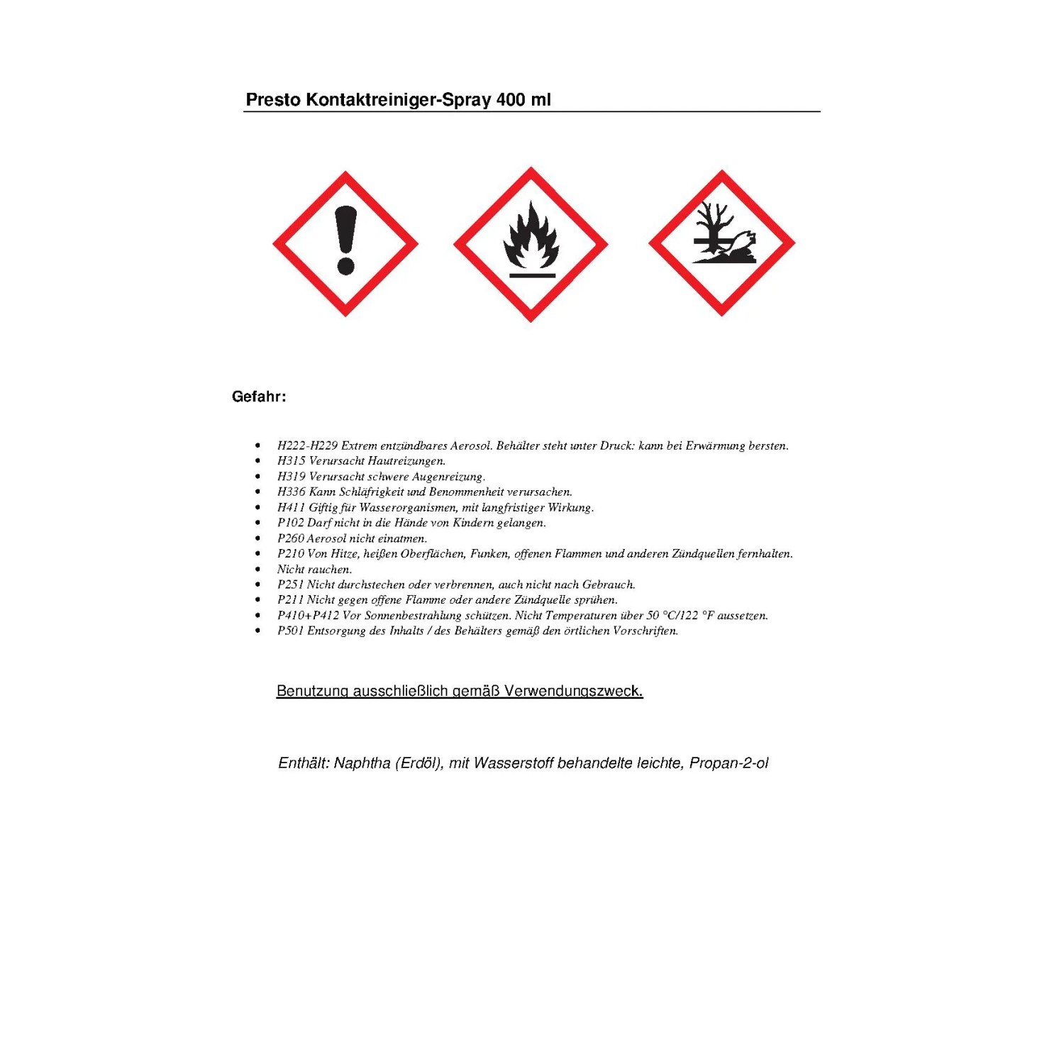 Presto Kontaktreiniger-Spray 400 ml