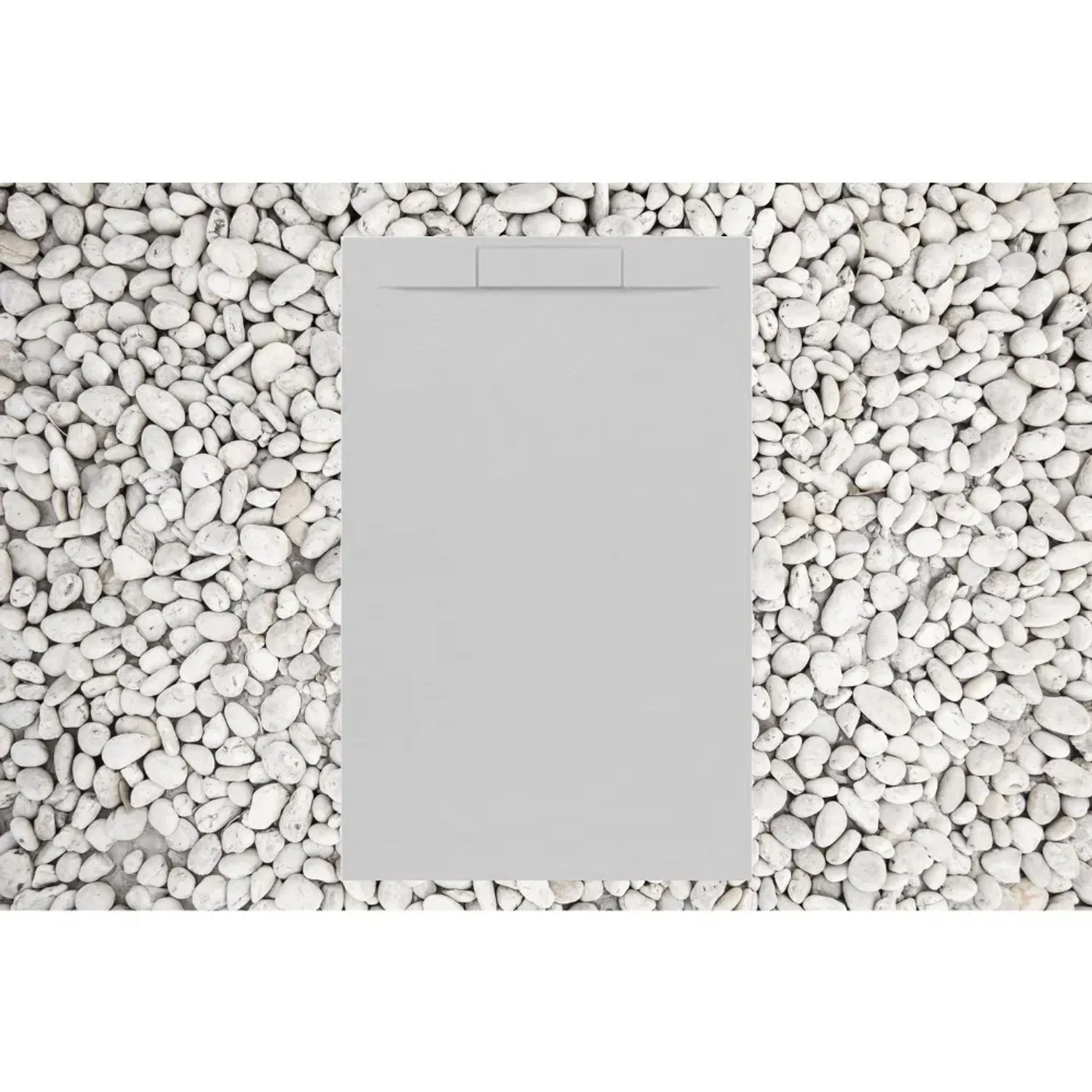 Frascio Duschwanne 190x90 cm, perlgrau, aus Kunstharz und Marmorpulver, mit Gitter.