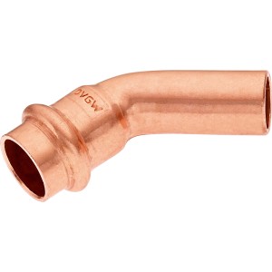 Kupfer Press-Bogen 45 Grad, 15 mm Durchmesser für Kupferrohr-Installationen.