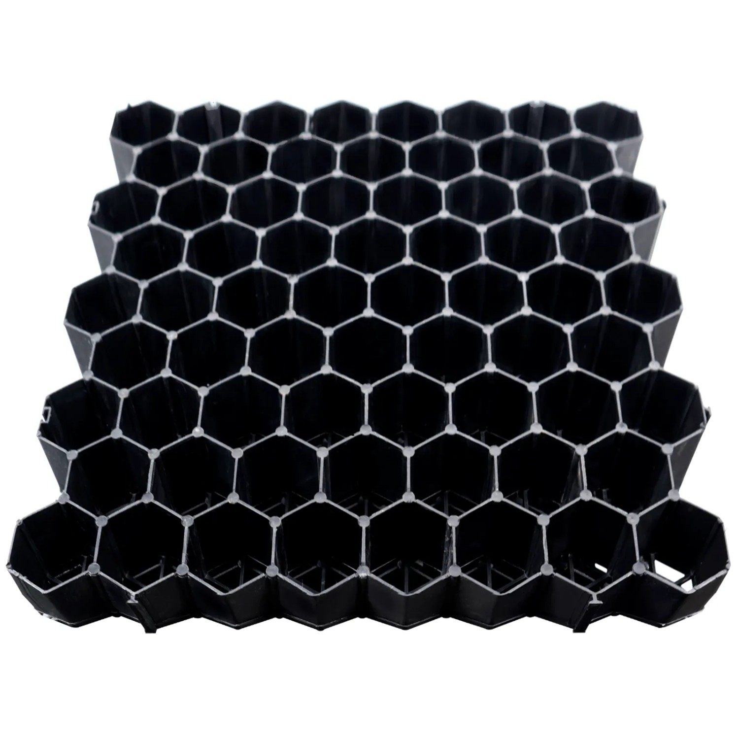 Schwarzes KARAT Rasengitter aus Kunststoff (50x50 cm) zur Bodenverstärkung.