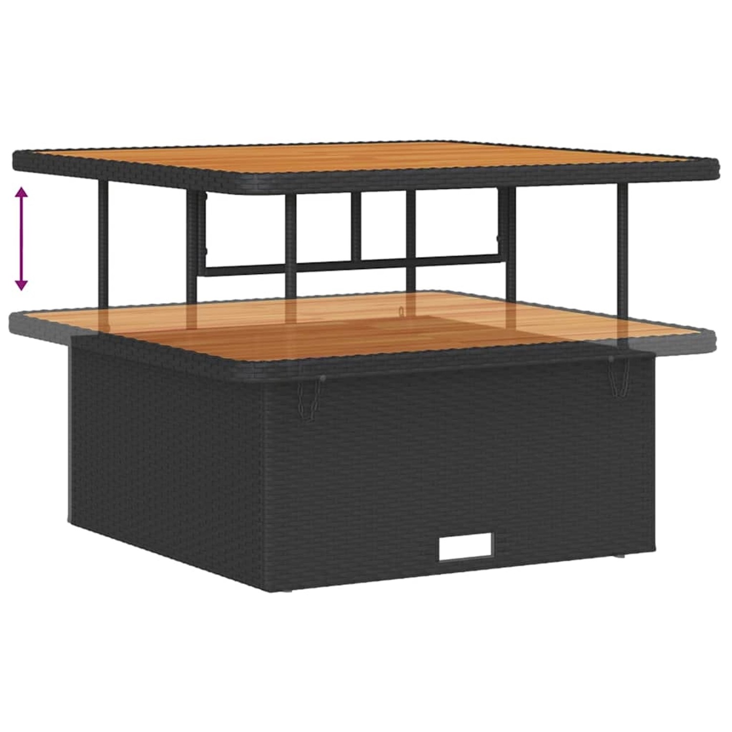Verstellbarer Tisch des vidaXL Garten-Sofa-Sets aus schwarzem Poly Rattan.