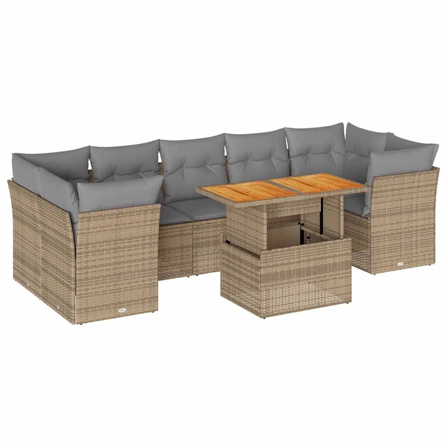 vidaXL 8-Tlg Garten-Sofagarnitur mit Kissen Beige Poly Rattan 3326901 günstig online kaufen