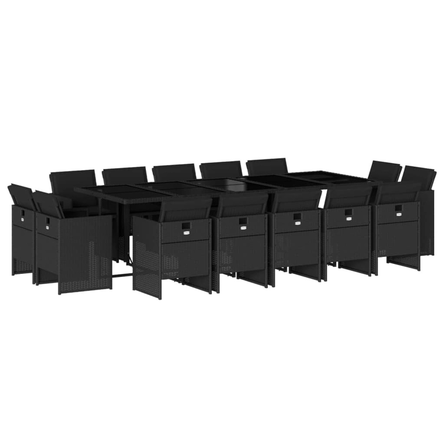 vidaXL 15-Tlg Garten-Essgruppe mit Kissen Schwarz Poly Rattan 3210691 günstig online kaufen