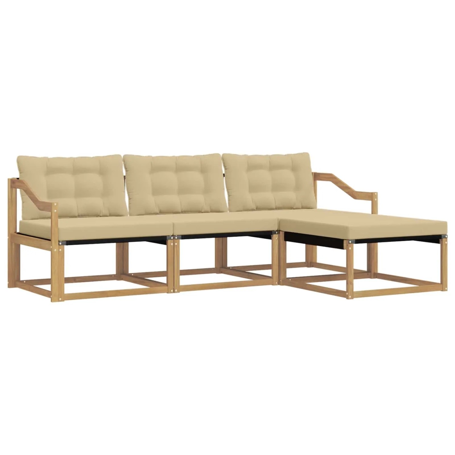 vidaXL Outdoor-Sofagarnitur mit Kissen 4 Stk Weiß und Beige 3388575