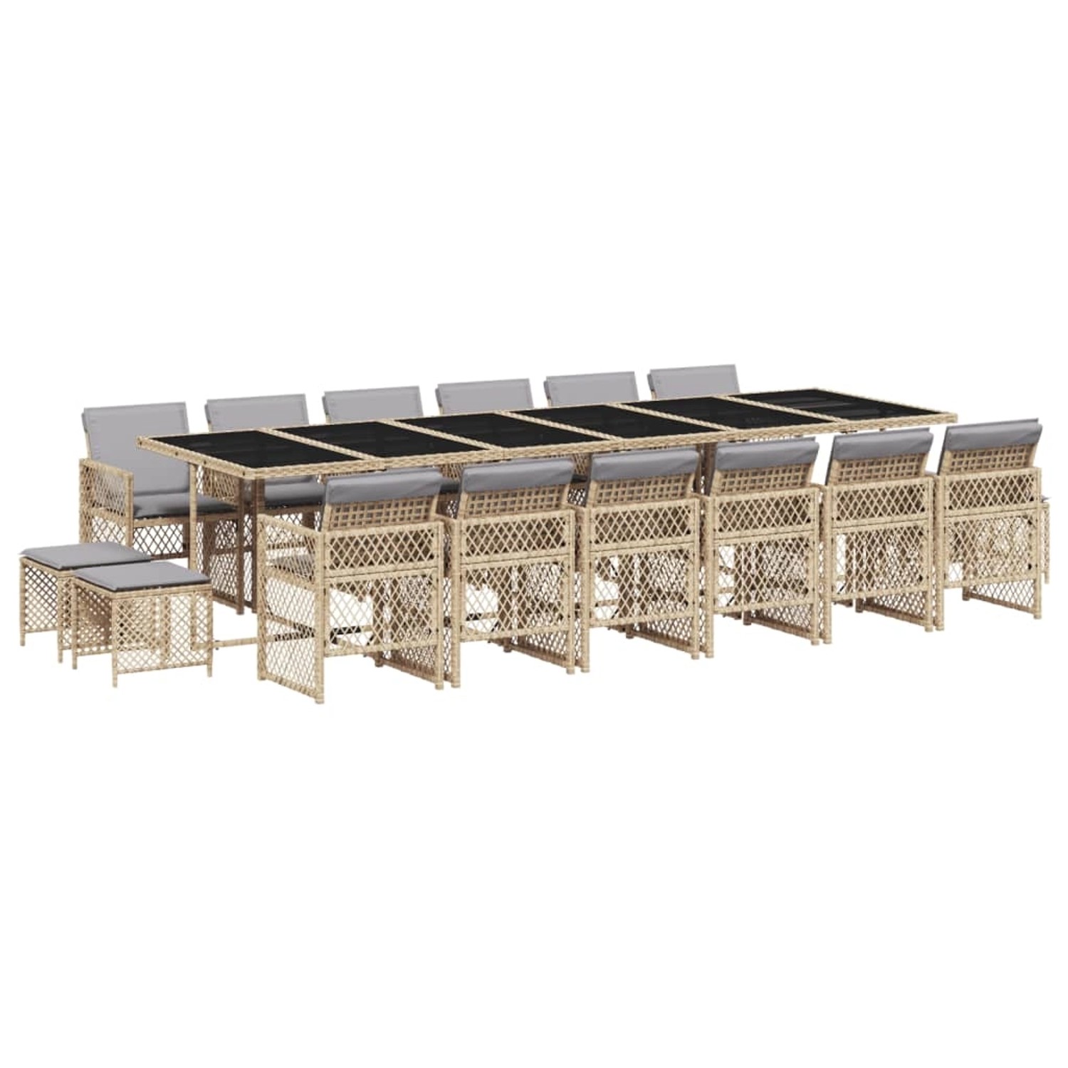 vidaXL 17-Tlg Garten-Essgruppe mit Kissen Beige Poly Rattan 3210828 günstig online kaufen