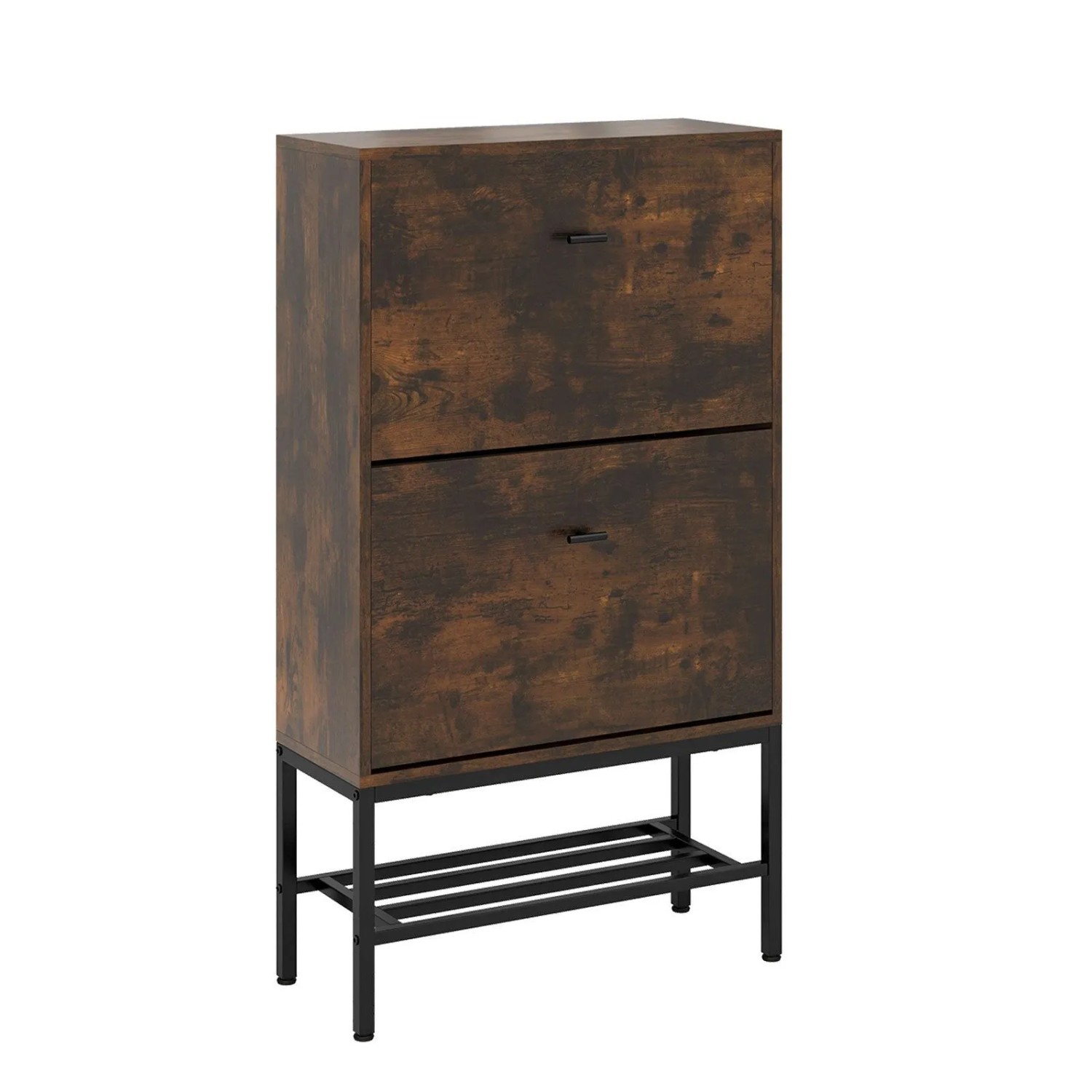 Costway Schuhschrank mit 2 Klappen Schuhkipper 60 x 24 x 106 cm Braun günstig online kaufen