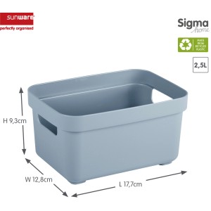 Blaue Sunware Aufbewahrungsbox Sigma Home, 2,5 l, aus Recyclingmaterial mit Griffen.