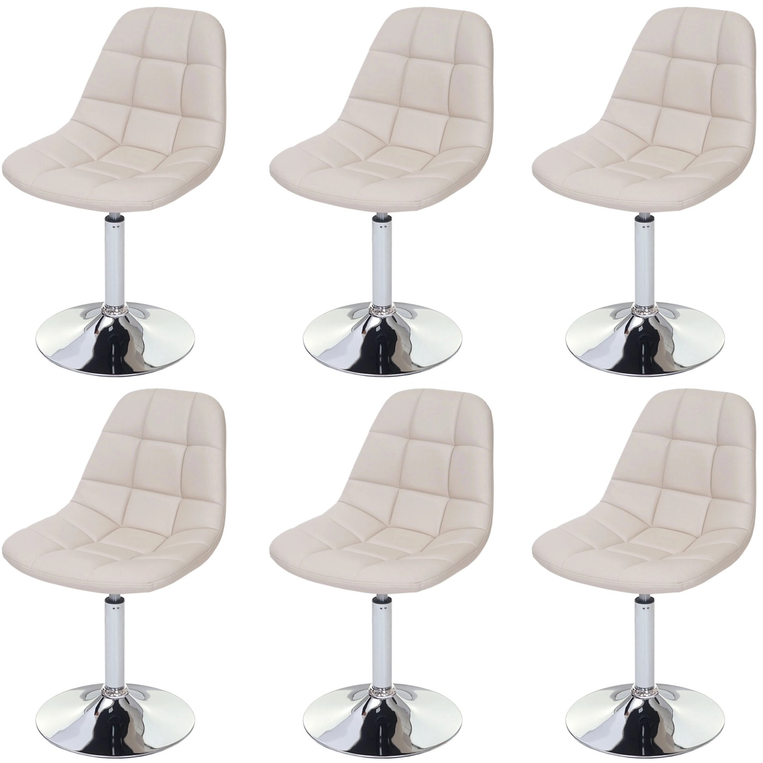 MCW Esszimmerstuhl A60 6er-Set Kunstleder Creme günstig online kaufen