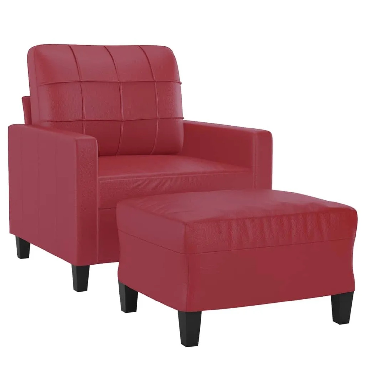 vidaXL Sessel mit Hocker Weinrot 60 cm Kunstleder 3201012