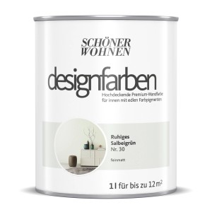 Schöner Wohnen Designfarbe Ruhiges Salbeigrün, 1L Dose, matte Wandfarbe.