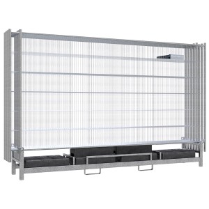 Schake Bauzaun-Set mit 10 feuerverzinkten Mobilzäunen, Fußplatten und Twinpalette für Baustellen.