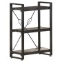 Schwarzes vidaXL Bücherregal mit 3 Fächern aus Mango Massivholz, 60x30x80 cm.