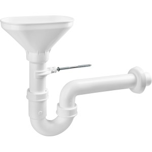 Weißer Geruchsverschluss mit Trichter, 1 1/2 x 40 mm, für Siphonanschlüsse.