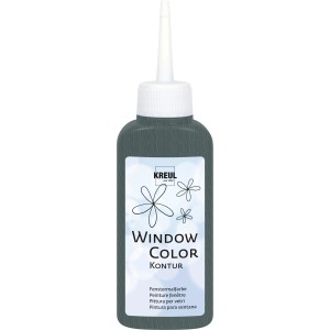 Kreul Window Color Konturenfarbe Grau, 80ml Flasche für Fensterbilder.