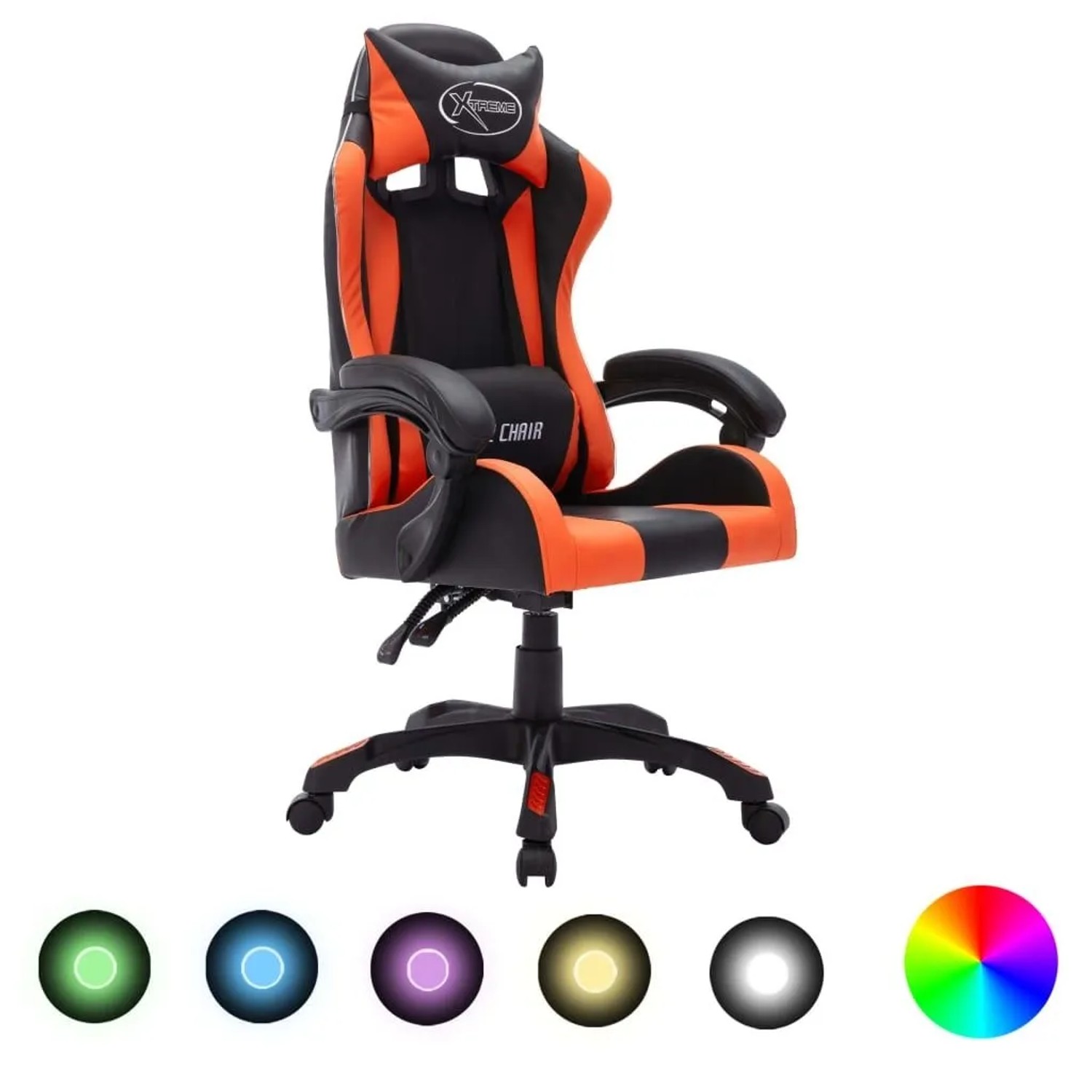 vidaXL Gaming-Stuhl mit RGB LED-Leuchten Orange und Schwarz Kunstleder 2880 günstig online kaufen